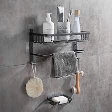 These shower corner shelves look really sleek and will keep all your essential bits close to hand. Gricol Bathroom Shower Shelf Aluminium Space Organiser Storage Basket Self Adhesive For Bathroom Kitchen Amazon De Kuche Haushalt