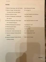 Berikut adalah senarai menteri kabinet malaysia baharu tahun 2018. Senarai Penuh Jemaah Menteri Tun M 2018