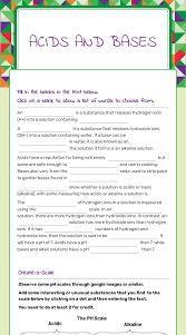 Can burn skin or eyes on contact c. Acids And Bases Interactive Worksheet By Kimette Witt Wizer Me