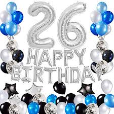 Maybe you would like to learn more about one of these? Risehy 26th Birthday Decorations Birthday Party Supplies Set Foil Happy Birthday Banner Foil Balloons Number 26 And Star Shape Balloons 47 Pcs Latex Balloons Silvery And Blue Wantitall