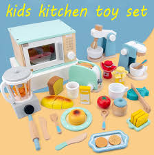 Pretend play wooden kitchen set for kids. Kids Playhouse Toy Set Microwave Toys Kitchen Play Set Wooden Coffee Maker Set Kids Blender Toy Set Jucier Machine Coffee Set For Kids Wish