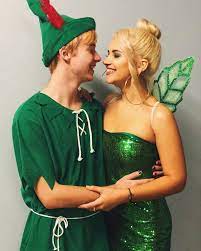 When tinker bell saw him, she flew over to see what was bothering him. Peter Pan And Tinkerbell Costume Halloween Makeup Costume Peter Pan Tinkerbell Cute Couple Halloween Costumes Couples Costumes Cute Couples Costumes