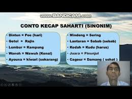 Kecap Saharti Sinonim Bahasa Sunda Jeung Conto Kalimahna Youtube