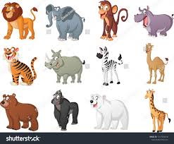 Group Of Big Cartoon Animals Vector Illustration Of Funny Happy Animals Image Vector Cartoon Animals Happy Animals Cute Animal Illustration