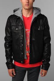 Levi S Faux Leather Hooded Jacket Faux Leather Hooded Jacket Leather Jacket With Hood Urban Outfitters