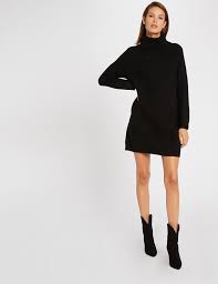 Matière et entretien référence : Robe Pull Droite A Col Roule Noir Morgan Robe Morgan Iziva Com
