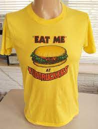 Vintage T Shirt Fuddruckers Eat Me Hamburger 80s Screen Stars 38 Inches Around Chest Vintage Tshirts Shirts T Shirt
