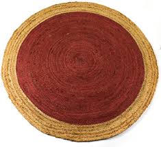 Below you'll find some details. Terracotta Pink Red Coloured Jute Round Rug With Natural Border 3 Sizes Fair Trade Goodweave