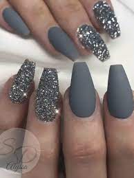 We also find that wearing acrylic nails stops us from biting our real ones! So Cute Dark Gray Nails Acrylic Coffin Shaped With Glitter Gray Nails Coffin Shape Nails Dark Acrylic Nails