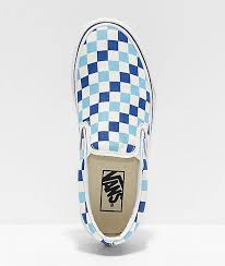Black And White Checkered Vans Kids Vans Slip On Blue Topaz White Checkered Canvas Skate Shoes Zumiez In 2020 Vans Slip On Custom Vans Shoes Vans Shoes