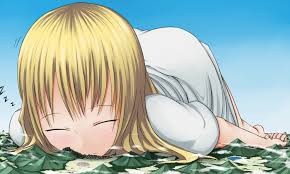 blonde hair clouds long hair original sky sleeping terada ochiko |  konachan.com - Konachan.com Anime Wallpapers