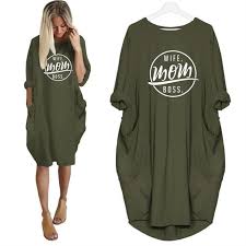 Emma Chic Wife Mom Boss Designer Dress For Her In 2020 Wife Mom Boss Letter Printed Dress Mom Boss