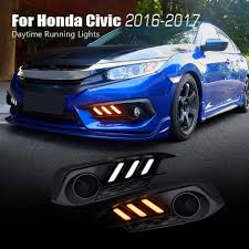 Buy For Honda Civic 10th 2016 2017 Sedan Led Drl Daytime Running Lights Assembly Driving Lamp Kit With Turn Signal Lights Fog Lights Not Included Online In Greece B071rnp51h