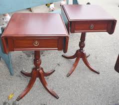 Pair Square Mahogany Duncan Phyfe Drop Leaf End Tables Drop Leaf Sofa Table Coffee Table Vintage Drop Leaf Table