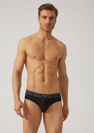 Stretch Cotton Briefs With Logo Waistband Man Emporio Armani