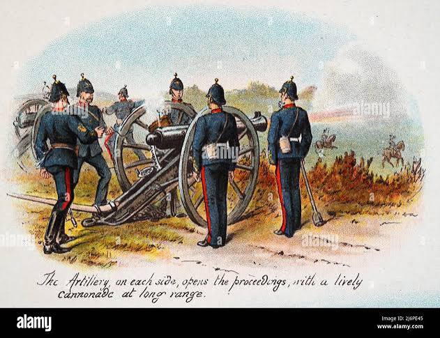 Victorian British Army, Royal Artillery soldiers firing a cannon, 1890s 19th Century Stock Photo - Alamy