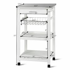 Vintage metal kitchen cart with four removable trays. Costway Rolling Kitchen Trolley Cart Steel White Top Removable Tray W Storage Basket Drawers Walmart Com Walmart Com