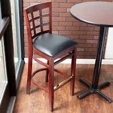 Detached Seat Lancaster Table Seating Mahogany Window Back Bar Height Chair With Black Padded Seat Bar Height Chairs Bar Furniture Table Seating