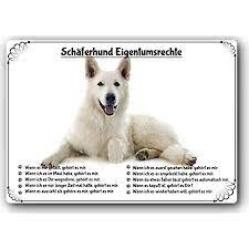 Ein schäferhund kauf sollte gut überlegt sein! Merchandise For Fans Blechschild Warnschild Turschild Aluminium 15x20cm Eigentumsrechte Motiv Weisser Schaferhund 06 Amazon De Kuche Haushalt