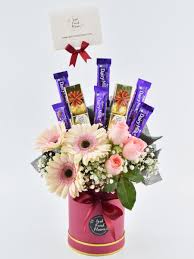 A bloom box can be displayed in every space as it is. Chocolate Fresh Flower Bloom Box Ipoh Free Delivery Ipohfreshflower Com Ipoh Fresh Flower Candy Bouquet Diy Box Flowers Gift Valentine Cards Handmade