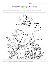 I have coloring pages that include children with july 4th sparklers, patriotic hats, flags and drums. Spring Adjectives Coloring Page Printable Coloring Activity
