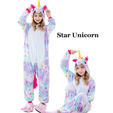 Winter Unisex Unicorn Pajamas Kigurumi Animal Star Pyjamas Women Adult Onesies Cosplay Flannel Stitch Onesie Sleepwear Wholesale