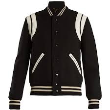 Black And White Striped Bomber Jacket Saint Laurent Leather Trimmed Wool Blend Bomber Jacket 2 550 Liked On Polyvore Featuring Ou Black And White Jacket White Bomber Jacket Black Bomber Jacket