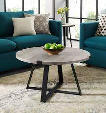30 x 30 x 17 and 36 x 36 x 17. 30 Rustic Urban Industrial Wood Metal Wrap Round Coffee Table In Grey Wash Black Walker Edison Af30mwctgw