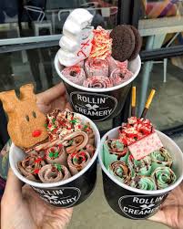 Food Gorging Daily On Instagram Christmas Themed Rolled Ice Cream Roll Up Ice Cream Christmas Ice Cream Food