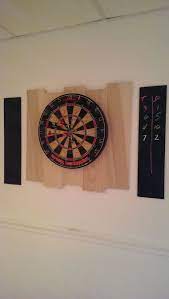 Homemade Dart Board Backing And Scoreboard Man Cave Decor Reclaimed Wood Bars Dart Board