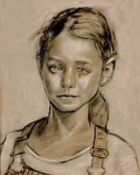 Charcoal drawing of a dimple