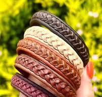 Men's Braided Leather Bracelet. Unisex Kangaroo Lace and ...
