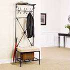Southern Leon Entryway Storage Rack/Bench Seat in Textured Black