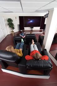 You can see here a mix of different seating too. Basement Home Theater Ideas Designs Total Basement Finishing