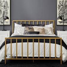 Collection of modern frames usually depends upon the type of décor, size of bedroom, cost and such. Slat Style Brushed Gold Metal Bed Queen By Pulaski Furniture Furniturepick
