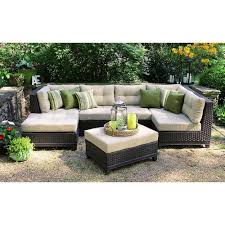 Ae Outdoor Hillborough 4 Piece All Weather Wicker Patio Sectional With Sunbrella Fabric Sec200520 The Home Depot Wicker Patio Sectional Patio Sectional Patio Furniture Sets