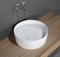 Waschbecken24 bxtxh 40x30x13 cm keramik aufsatzwaschbecken waschschale handwaschbecken gäste wc top a291. Riho Solid Surface Thin Waschtisch Rund Ohne Hahnloch O 41 8x14 5 Cm Seidenmatt Weiss Badermaxx Alles Rund Ums Bad