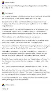 Apocalypse Riders Against Seven Deadly Sins Srisha Apocalypse Deadly Riders Sins Srisha Writing Prompts Writing Promps Writing Promts