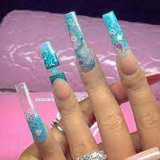 Shiny Or Matte Teal Glitters From Youngnailsinc Called Big Tipper And Maxxed Teal Acrylic Nails Long Acrylic Nail Designs Long Acrylic Nails Coffin