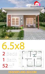 Last but not least, you should take care of the finishing touches. House Plans 6 5x8 With 2 Bedrooms Shed Roof Samphoas Plan Small House Design Simple House Design Tiny House Design