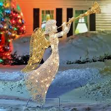 Northlight 48 In Angel Light Display With Clear Incandescent Lights Lowes Com Outdoor Christmas Decorations Outdoor Christmas Angel Decor