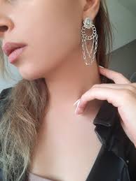 Silver Lion Earrings, Drop Earrings, Jewelry