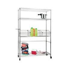 رف سلك ٤ طبقات كروم سلة وعجلات Free Standing Shelvi رفوف لوازم التنظيم والتخزين لوازم المنزل جميع فئات ساكو Saco Store