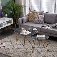 Pull a versatile c table over the arm of the couch as a convenient laptop desk for a relaxed approach to wfh time. Nesting Tables Set Of 2 Modern Sofa Side Tables Nesting End Table With Iron Foot Nesting Coffee Tables End Table For Living Room Sturdy Nesting Coffee Tables Sets For Office Black R2214