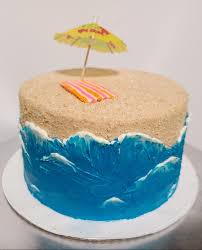 Ocean cookie cake from imaginativehomeschool.blogspot.com: Homemade Beach Themed Cinnamon Swirl Cake Decorated With Buttercream And Graham Cracker Crumbs Food