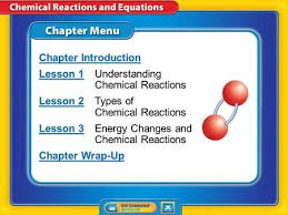 Chapter Menu Chapter Introduction Lesson 1lesson 1understanding Chemical Reactions Lesson 2lesson 2types Of Chemic Chemical Reactions Reactions Chemical Energy