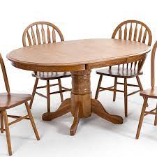 Classic mission style slats make the tall standing. Round Oak Dining Room Table And Chairs Off 58