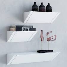Floating modern shelves in light camel colors match darker colors like grey creating the perfect antithesis for your living area. Amazon Com Set Of 3 Modern White Floating Shelves For Wall In Living Bedroom Bathroom Kitchen And Office By Fytz Design M Kitchen Dining