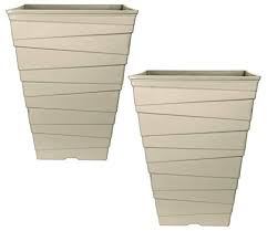 Wilko grey concrete effect plastic pot l. Muddy Hands 2 X 30 Litre Mist Grey Large Plant Pots Outdoor Garden Tall Square Plastic Planters Buy Online In Bahamas At Bahamas Desertcart Com Productid 106582363