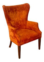 This elegant arm chair was carved of beech wood in the empire or biedermeier style about 10 years ago. Vintage Retro Orange Crushed Velvet Wingback Accent Chair Chairish